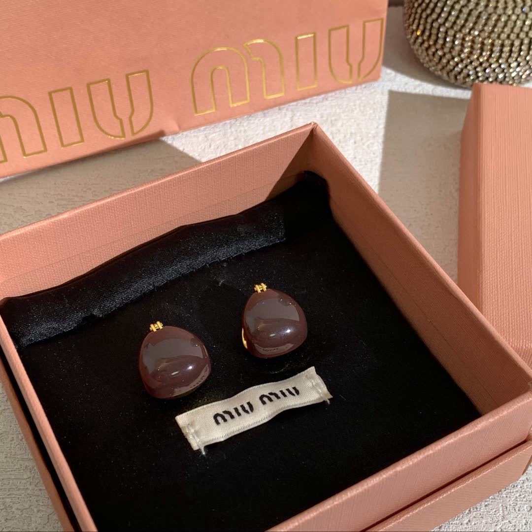 Miu Miu Elegant Brown Drop Earrings